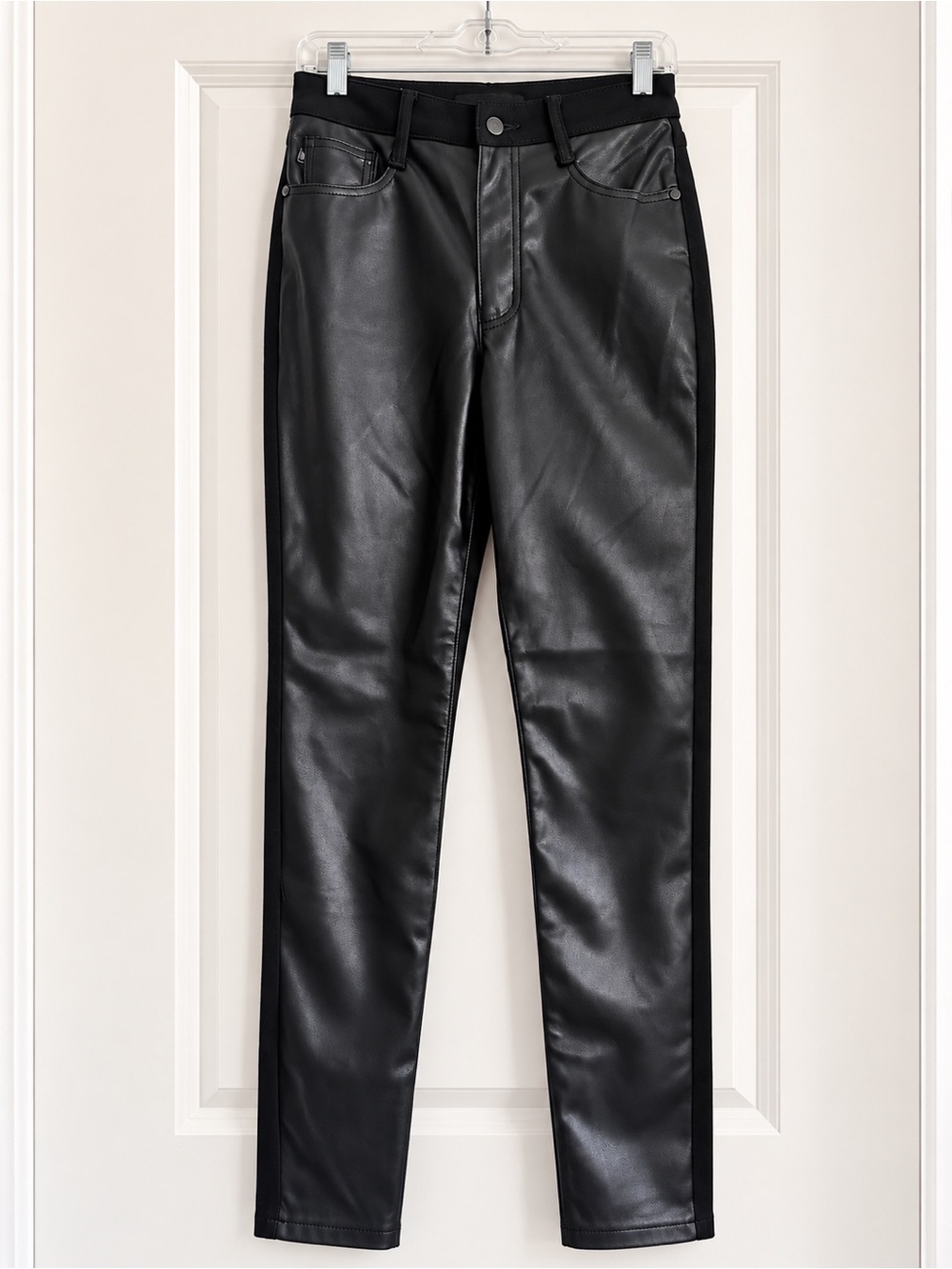 Judy Blue Women's Black Faux Leather Slim Jeans